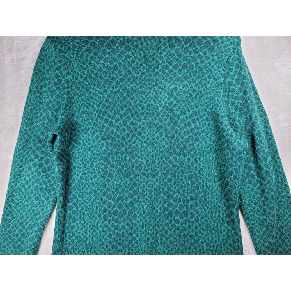 Isaac Mizrahi Live Cardigan Sweater Womens M Green Long Sleeve Animal Print - Picture 13 of 16